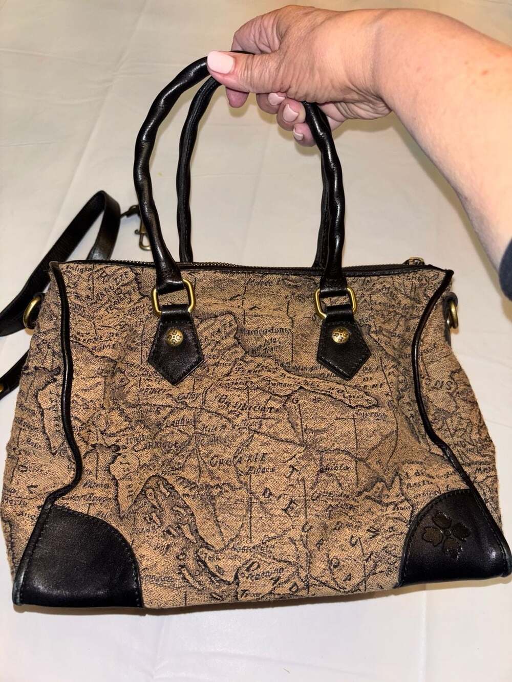 Patricia Nash Skye Satchel Vintage Map Print Jacquard Handbag